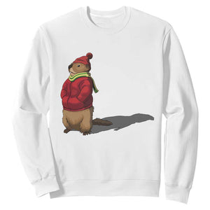 Groundhog Shadow Sweatshirt Funny Woodchuck Ground Hog Meteorlogy TS02 White Print Your Wear