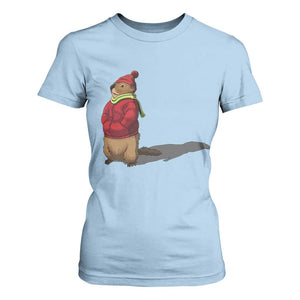 Groundhog Shadow T Shirt For Women Funny Woodchuck Ground Hog Meteorlogy TS02 Light Blue Print Your Wear