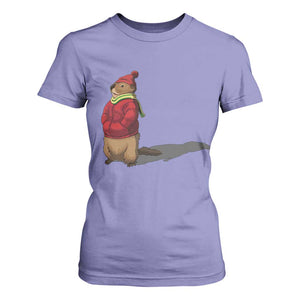 Groundhog Shadow T Shirt For Women Funny Woodchuck Ground Hog Meteorlogy TS02 Violet Print Your Wear