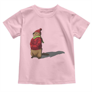 Groundhog Shadow Toddler T Shirt Funny Woodchuck Ground Hog Meteorlogy TS02 Light Pink Print Your Wear