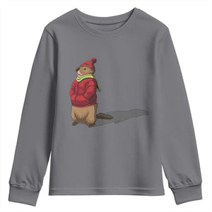 Groundhog Shadow Youth Sweatshirt Funny Woodchuck Ground Hog Meteorlogy TS02 Charcoal Print Your Wear