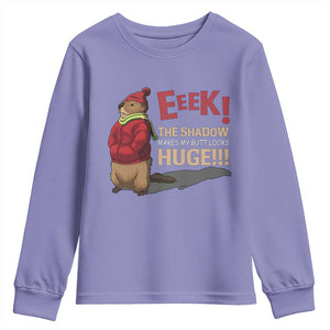 Groundhog Shadow Youth Sweatshirt Eeek The Shadow Makes My Butt Look Huge TS02 Violet Print Your Wear