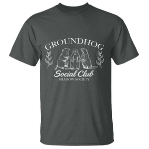 Groundhog Social Club T Shirt Shadow Society Funny Woodchuck TS02 Dark Heather Print Your Wear