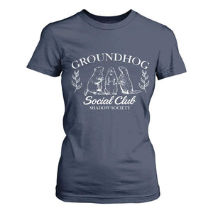 Groundhog Social Club T Shirt For Women Shadow Society Funny Woodchuck TS02 Navy Print Your Wear