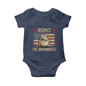 Groundhog Meteorology Baby Onesie Respect The Groundhog Woodchuck Photo GroundHog Day TS02 Navy Print Your Wear