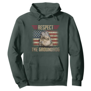 Groundhog Meteorology Hoodie Respect The Groundhog Woodchuck Photo GroundHog Day TS02 Dark Forest Green Print Your Wear