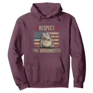 Groundhog Meteorology Hoodie Respect The Groundhog Woodchuck Photo GroundHog Day TS02 Maroon Print Your Wear