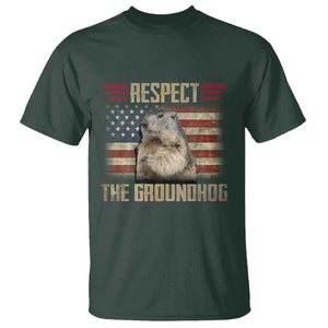 Groundhog Meteorology T Shirt Respect The Groundhog Woodchuck Photo GroundHog Day TS02 Dark Forest Green Print Your Wear