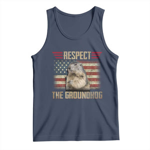 Groundhog Meteorology Tank Top Respect The Groundhog Woodchuck Photo GroundHog Day TS02 Navy Print Your Wear
