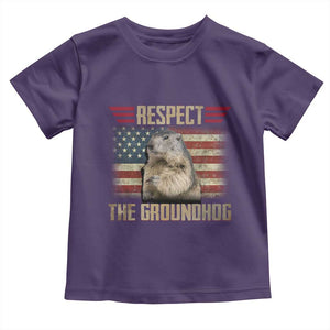 Groundhog Meteorology Toddler T Shirt Respect The Groundhog Woodchuck Photo GroundHog Day TS02 Purple Print Your Wear