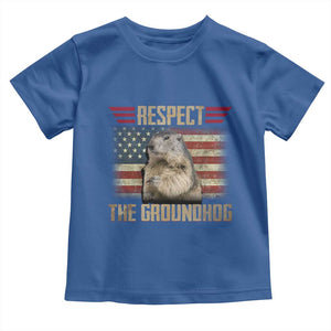 Groundhog Meteorology Toddler T Shirt Respect The Groundhog Woodchuck Photo GroundHog Day TS02 Royal Blue Print Your Wear