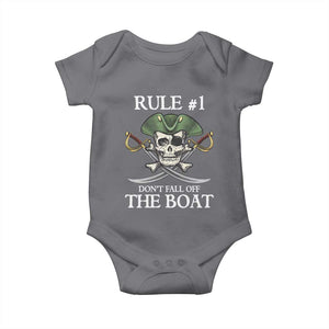 Funny Pirate Baby Onesie Rule #1 Don't Fall Off The Boat Cruise Party Gift - PrintYourWear Size: Newborn Color: Charcoal