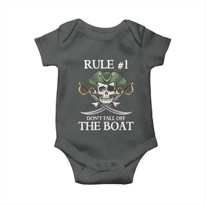 Funny Pirate Baby Onesie Rule #1 Don't Fall Off The Boat Cruise Party Gift - PrintYourWear Size: Newborn Color: Dark Heather