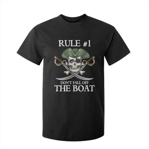 Funny Pirate T Shirt For Kid Rule #1 Don't Fall Off The Boat Cruise Party Gift - PrintYourWear Size: 2T Color: Black