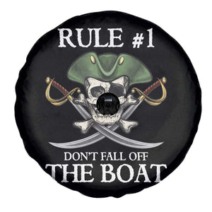 Funny Pirate Spare Tire Cover Rule #1 Don't Fall Off The Boat Cruise Party Gift - PrintYourWear Diameter: 26 inches Camera Hole Size: No hole