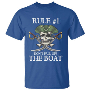 Funny Pirate T Shirt Rule #1 Don't Fall Off The Boat Cruise Party Gift - PrintYourWear Size: S Color: Royal Blue