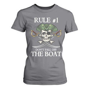 Funny Pirate T Shirt For Women Rule #1 Don't Fall Off The Boat Cruise Party Gift - PrintYourWear Size: S Color: Charcoal
