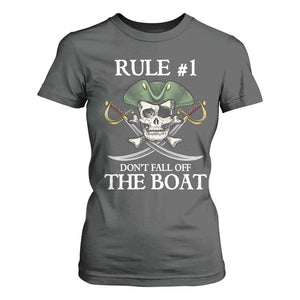 Funny Pirate T Shirt For Women Rule #1 Don't Fall Off The Boat Cruise Party Gift - PrintYourWear Size: S Color: Dark Heather