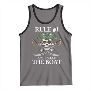 Funny Pirate Tank Top Rule #1 Don't Fall Off The Boat Cruise Party Gift - PrintYourWear Size: XS Color: Deep Heather/Black