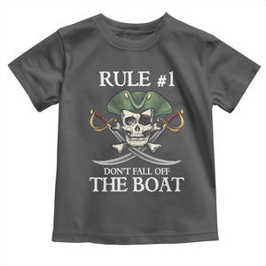 Funny Pirate Toddler T Shirt Rule #1 Don't Fall Off The Boat Cruise Party Gift - PrintYourWear Size: 2T Color: Dark Heather