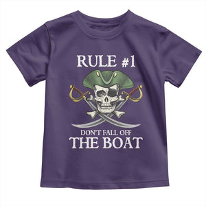 Funny Pirate Toddler T Shirt Rule #1 Don't Fall Off The Boat Cruise Party Gift - PrintYourWear Size: 2T Color: Purple