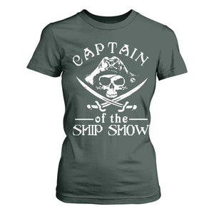 Funny Pirate T Shirt For Women Captain Ship Show Boater Boating Captain TS02 Dark Forest Green Print Your Wear