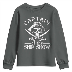 Funny Pirate Youth Sweatshirt Captain Ship Show Boater Boating Captain TS02 Dark Heather Print Your Wear