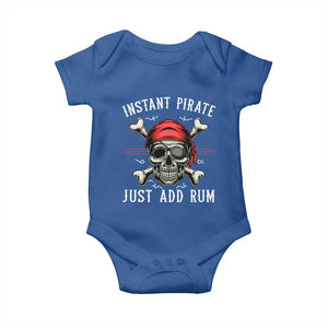 Funny Pirate Skull Baby Onesie Instant Pirate Just Add Rum Funny Jolly Roger Crossbones TS02 Royal Blue Print Your Wear