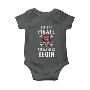 Let The Pirate Shenanigans Begin Baby Onesie Pirate Skull TS02 Dark Heather Print Your Wear