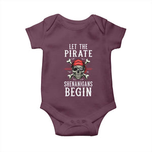 Let The Pirate Shenanigans Begin Baby Onesie Pirate Skull TS02 Maroon Print Your Wear