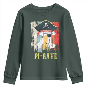 Funny Pi-rate Youth Sweatshirt Pi Day Math Geek Pirate Lover TS02 Dark Forest Green Print Your Wear