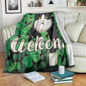 Happy St. Patrick's Day Cat Throw Blanket Welcome Funny Catrick Green Lucky Shamrocks TS02 Print Your Wear