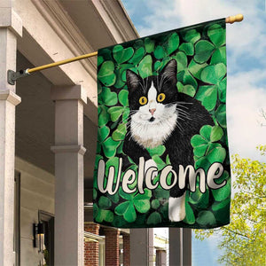 Happy St. Patrick's Day Cat Garden Flag Welcome Funny Catrick Green Lucky Shamrocks TS02 Print Your Wear