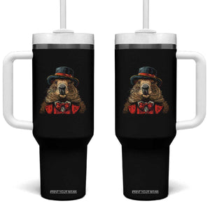 Cute Groundhog Tumbler With Handle Woodchuck Day Animal Lover TS02 One Size: 40 oz Black Print Your Wear