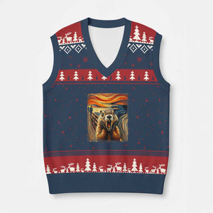 Funny Scream Groundhog V-Neck Knit Sweater Vest Woddchuck Day TS02 Navy Red Print Your Wear