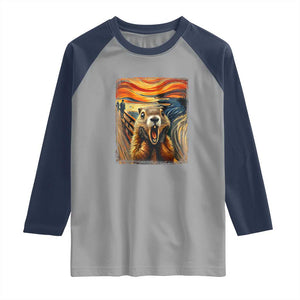 Funny Scream Groundhog Raglan Shirt Woddchuck Day TS02 Sport Gray Navy Print Your Wear