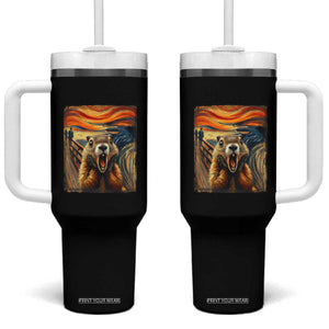 Funny Scream Groundhog Tumbler With Handle Woddchuck Day TS02 One Size: 40 oz Black Print Your Wear