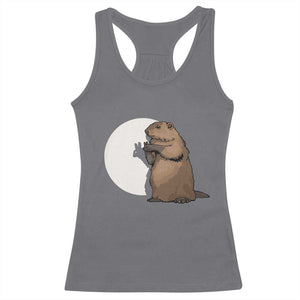 Groundhog Shadow Meteorlogy Racerback Tank Top Woodchuck Puppet Funny Gift TS02 Charcoal Print Your Wear