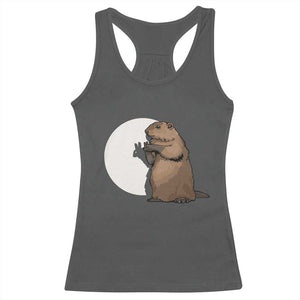 Groundhog Shadow Meteorlogy Racerback Tank Top Woodchuck Puppet Funny Gift TS02 Dark Heather Print Your Wear