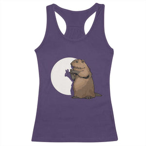 Groundhog Shadow Meteorlogy Racerback Tank Top Woodchuck Puppet Funny Gift TS02 Purple Print Your Wear