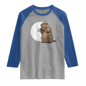 Groundhog Shadow Meteorlogy Raglan Shirt Woodchuck Puppet Funny Gift TS02 Sport Gray Royal Print Your Wear