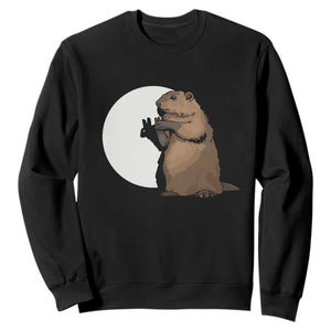 Groundhog Shadow Meteorlogy Sweatshirt Woodchuck Puppet Funny Gift TS02 Black Print Your Wear