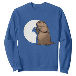 Groundhog Shadow Meteorlogy Sweatshirt Woodchuck Puppet Funny Gift TS02 Royal Blue Print Your Wear