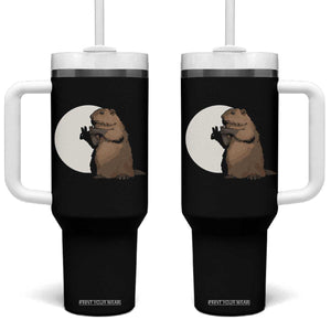 Groundhog Shadow Meteorlogy Tumbler With Handle Woodchuck Puppet Funny Gift TS02 One Size: 40 oz Black Print Your Wear