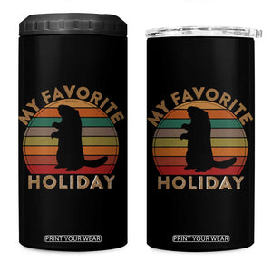Groundhog Day 4 in 1 Can Cooler Tumbler My Favorite Holiday Ground Hog Shadow Retro Sunset TS02 One Size: 16 oz Black Print Your Wear