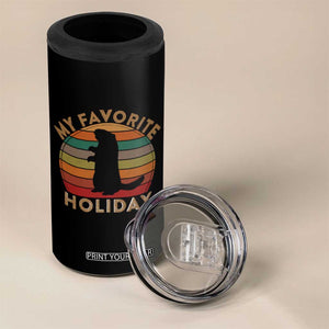 Groundhog Day 4 in 1 Can Cooler Tumbler My Favorite Holiday Ground Hog Shadow Retro Sunset TS02 Print Your Wear