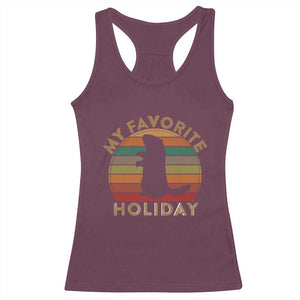 Groundhog Day Racerback Tank Top My Favorite Holiday Ground Hog Shadow Retro Sunset TS02 Maroon Print Your Wear