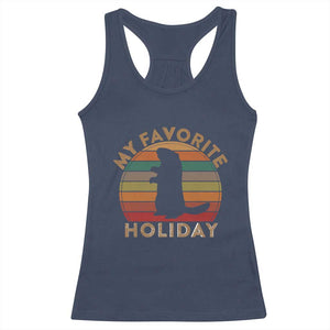Groundhog Day Racerback Tank Top My Favorite Holiday Ground Hog Shadow Retro Sunset TS02 Navy Print Your Wear