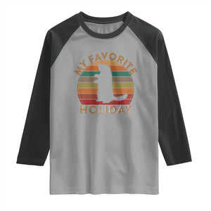Groundhog Day Raglan Shirt My Favorite Holiday Ground Hog Shadow Retro Sunset TS02 Sport Gray Black Print Your Wear