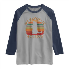 Groundhog Day Raglan Shirt My Favorite Holiday Ground Hog Shadow Retro Sunset TS02 Sport Gray Navy Print Your Wear